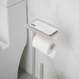 Round Free Standing Toilet Paper Holder with Top Storage Shelf