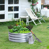 Round Galvanized Steel Raised Garden Bed Planter, Open Bottom