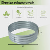 Round Galvanized Steel Raised Garden Bed Planter, Open Bottom