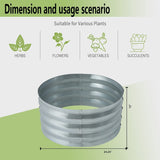 Round Galvanized Steel Raised Garden Bed Planter, Open Bottom