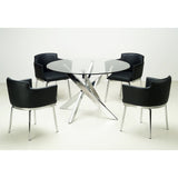 Somette Round Glass Top Chrome Dining Table - Silver