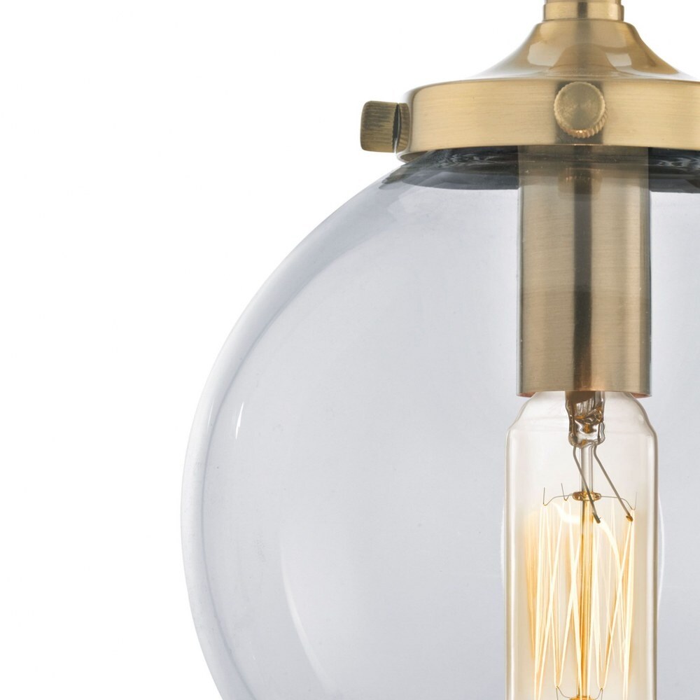 Round Globe Wall Light with Clear Glass and Exposed Bulb - One Light