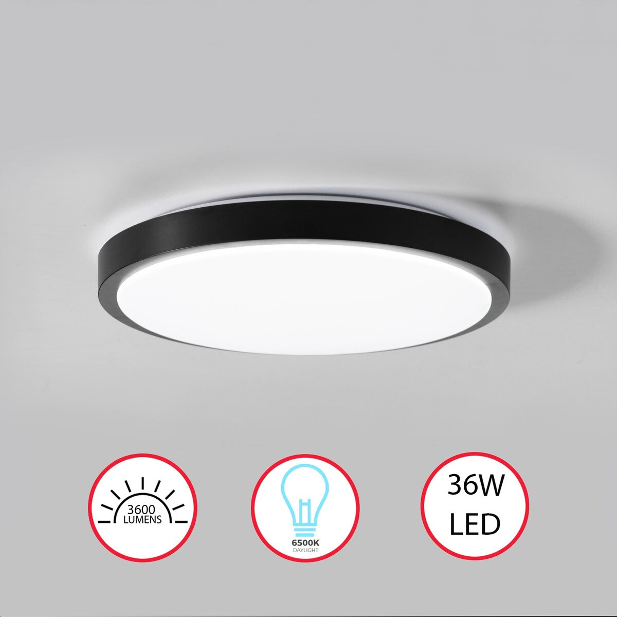 Round LED Ceiling Light Fixture Flush Mount 6500K Cool Daylight Energy