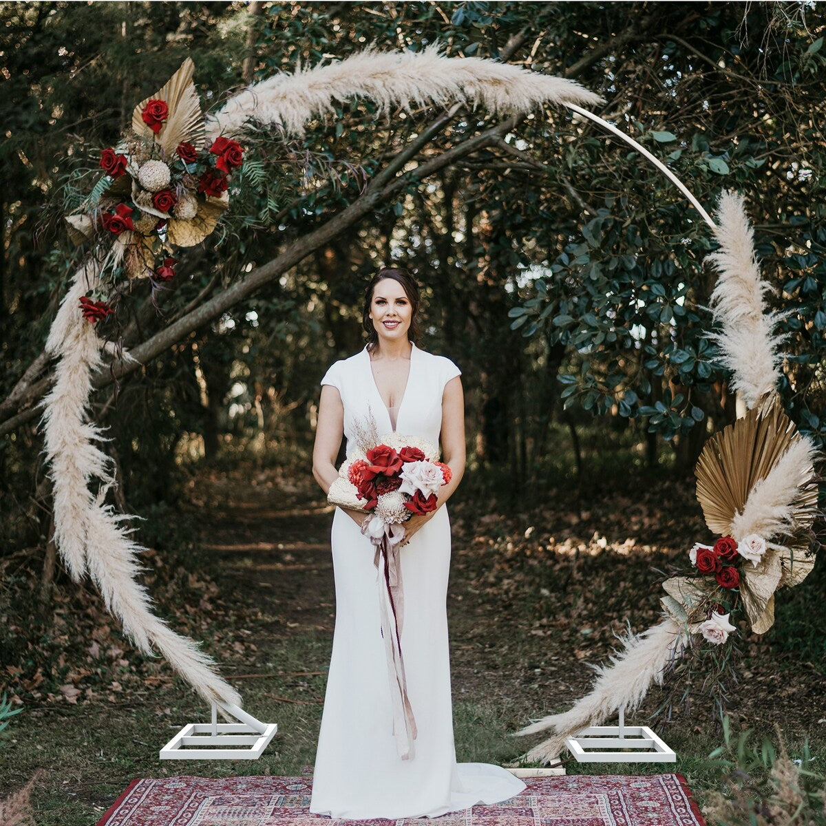 Round Metal Arch Wedding Backdrop Stand Outdoor Party Arbors Hoop Arch