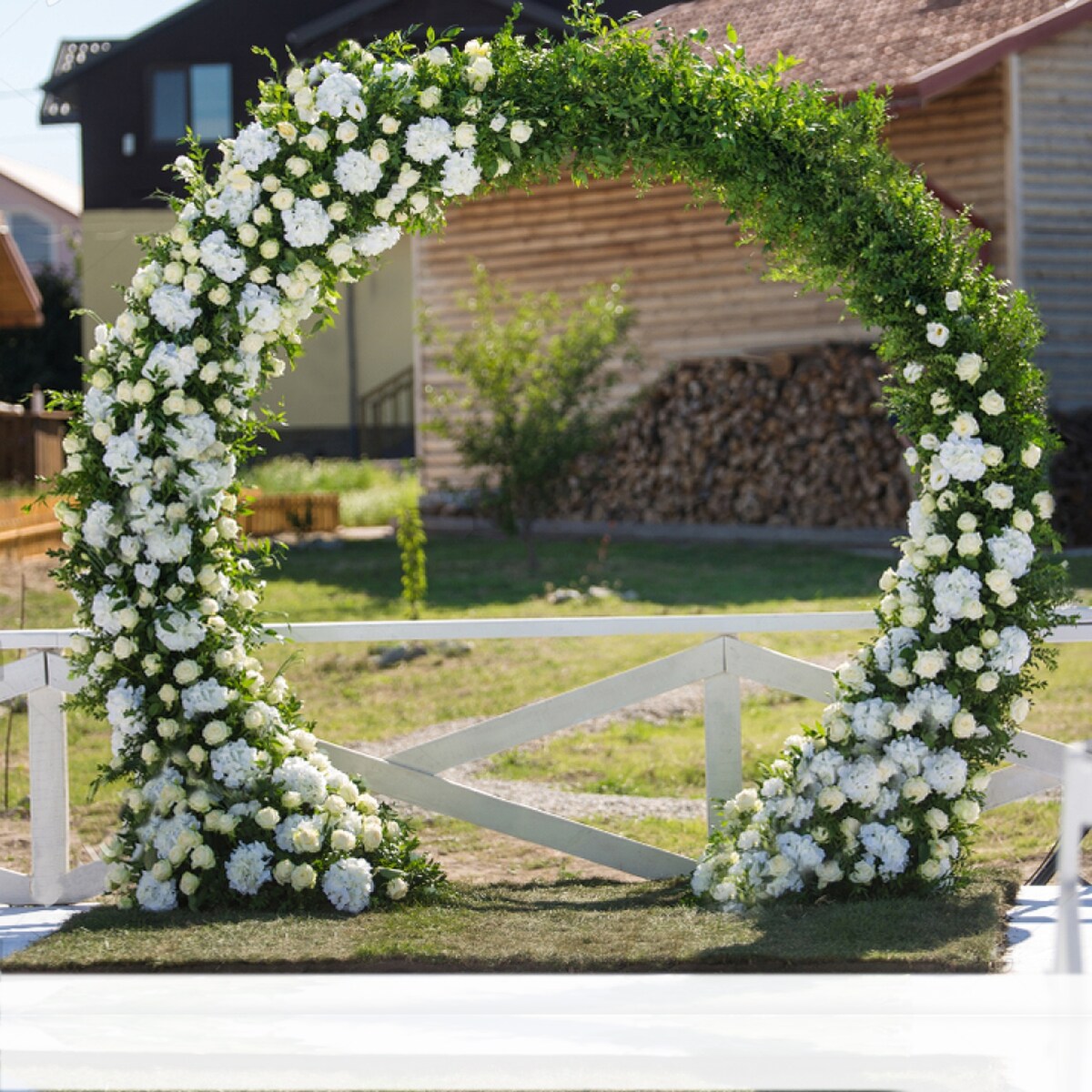 Round Metal Arch Wedding Backdrop Stand Outdoor Party Arbors Hoop Arch