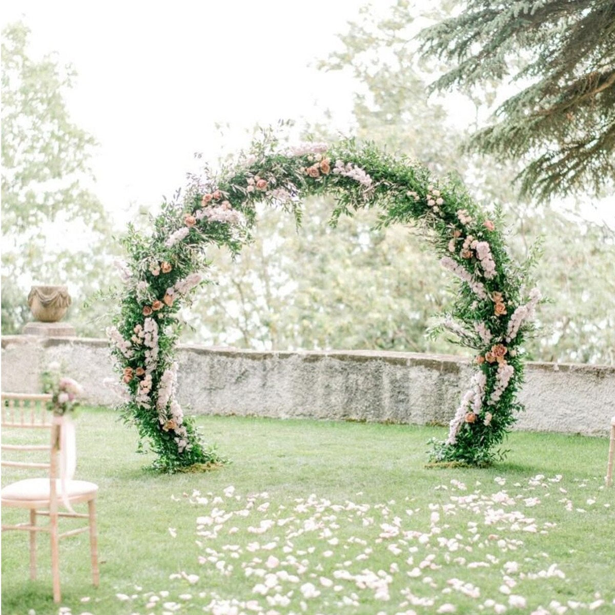 Round Metal Arch Wedding Backdrop Stand Outdoor Party Arbors Hoop Arch