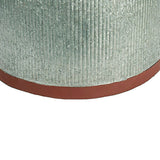 Round Metal Planters with Ribbed Body, Gray and Brown, Set of 2