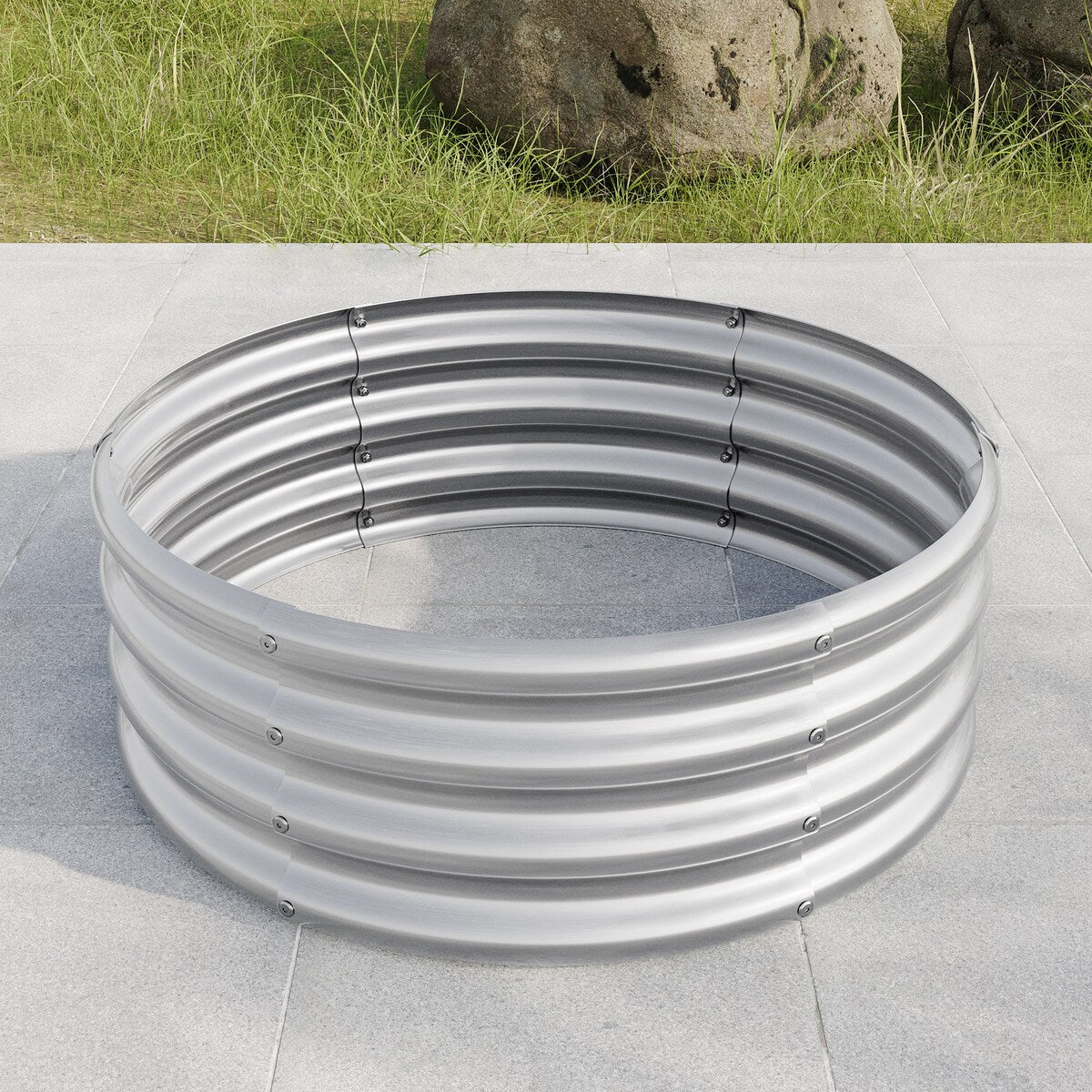 Round Metal Raised Beds Planter Box for Flowers, Herbs, Fruits