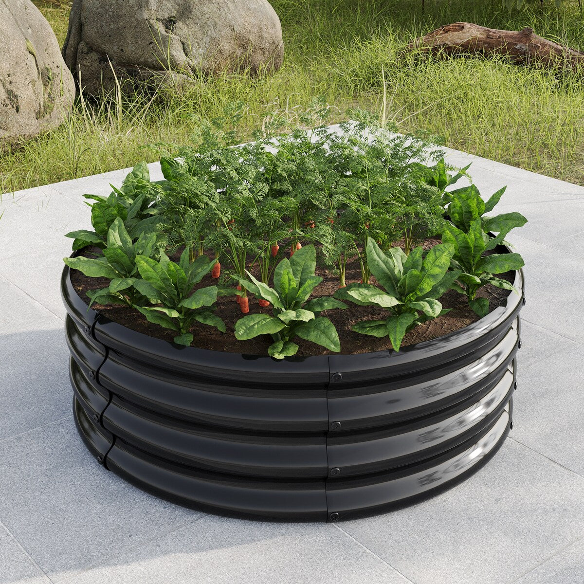 Round Metal Raised Beds Planter Box for Flowers, Herbs, Fruits