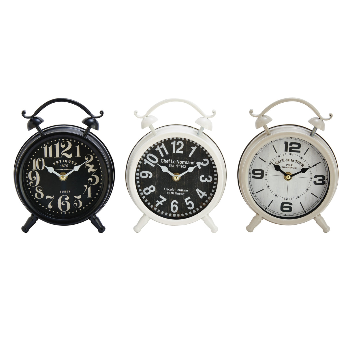 Iron Vintage Clock No Theme (Set of 3) - 6 x 3 x 8Round