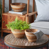 Brown Wood Mediterranean Serving Bowl (Set of 3) - 12 x 12 x 5