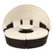 Round Outdoor Sectional Sofa Set Rattan Daybed Sunbed with Retractable Canopy, Separate Seating and Removable Cushion