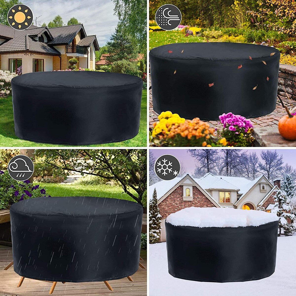 Round Patio Table Covers, Patio Furniture Set Covers Garden Table Chairs Set Covers