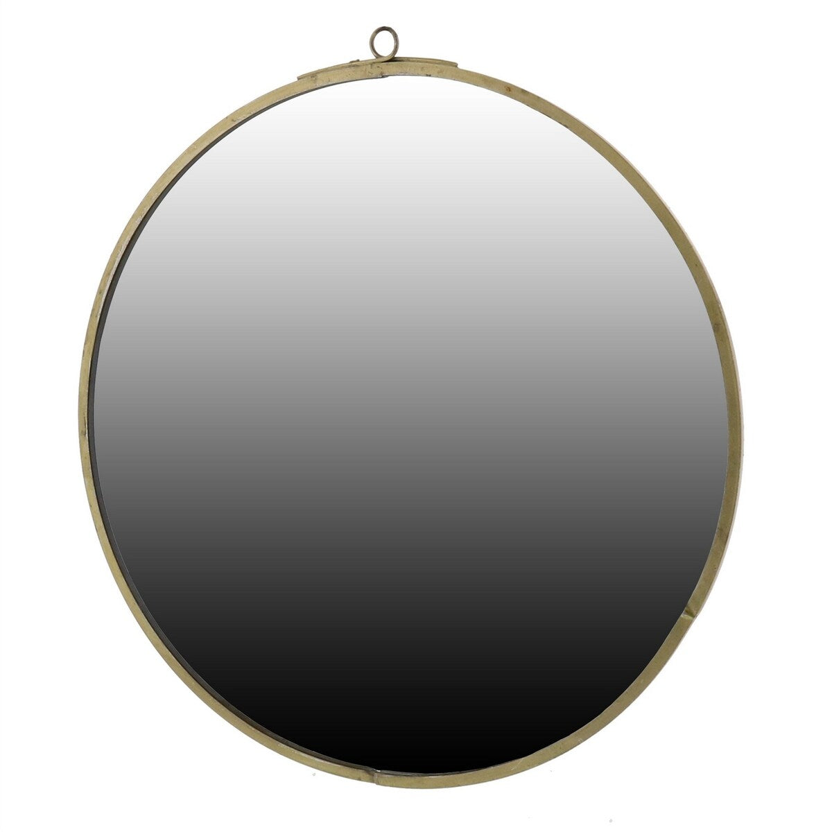 Round Shape Wall Mirror with Sleek Metal Frame, Small, Brass and Silver