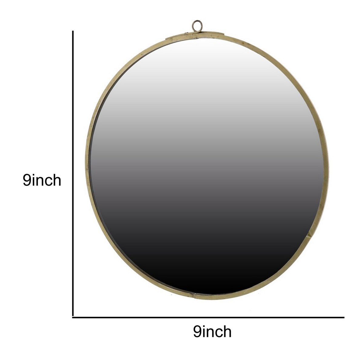 Round Shape Wall Mirror with Sleek Metal Frame, Small, Brass and Silver