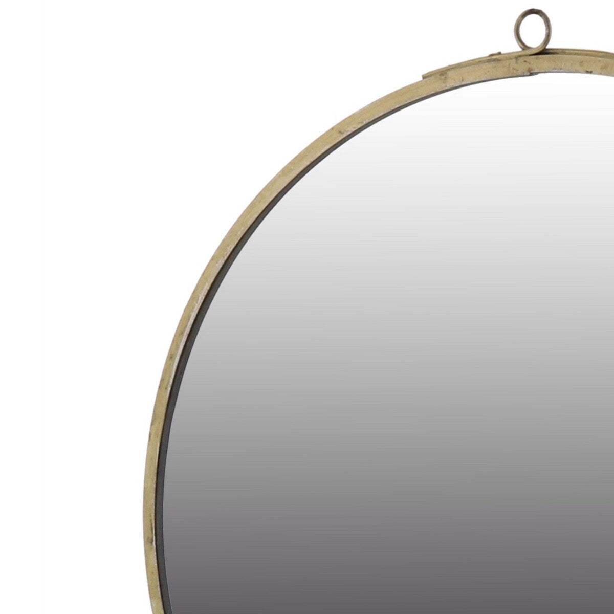 Round Shape Wall Mirror with Sleek Metal Frame, Small, Brass and Silver