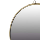Round Shape Wall Mirror with Sleek Metal Frame, Small, Brass and Silver