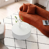 Modern Glam 36 inches Handcraft Relief Side End Round Coffee Table for Living Room