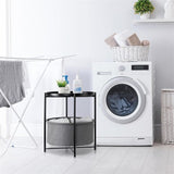 Round Side Table with Fabric Storage Basket - 20.47"D x 17.71"W x 20.47"H
