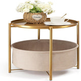 Round Side Table with Fabric Storage Basket - 20.47"D x 17.71"W x 20.47"H