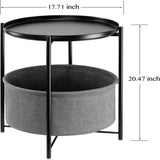 Round Side Table with Fabric Storage Basket - 20.47"D x 17.71"W x 20.47"H