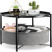 Round Side Table with Fabric Storage Basket - 20.47"D x 17.71"W x 20.47"H