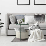 Round Side Table with Fabric Storage Basket - 20.47"D x 17.71"W x 20.47"H