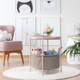 Round Side Table with Fabric Storage Basket - 20.47"D x 17.71"W x 20.47"H