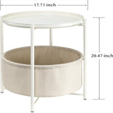 Round Side Table with Fabric Storage Basket - 20.47"D x 17.71"W x 20.47"H