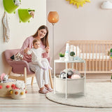 Round Side Table with Fabric Storage Basket - 20.47"D x 17.71"W x 20.47"H