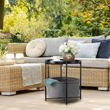 Round Side Table with Fabric Storage Basket - 20.47"D x 17.71"W x 20.47"H
