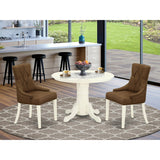 East West Furniture Dining Table Set a Dining Table and Linen Linen Fabric Chairs, Linen White(Pieces Options)
