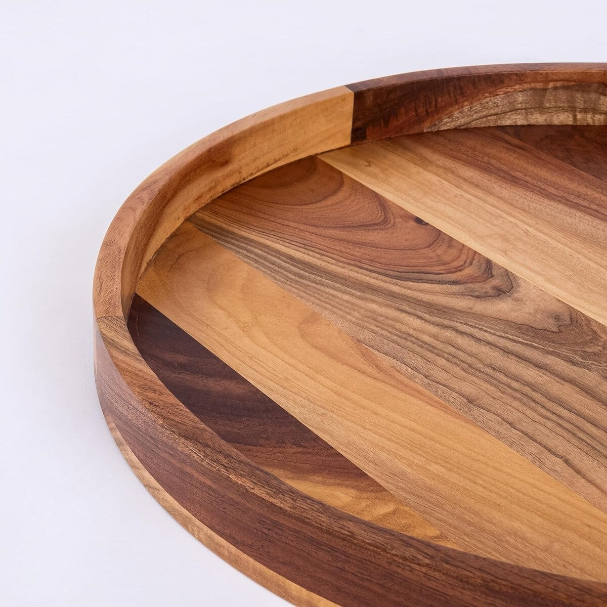 Round Solid Neem Wood Ottoman Tray
