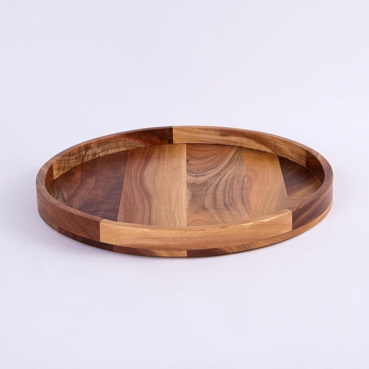 Round Solid Neem Wood Ottoman Tray