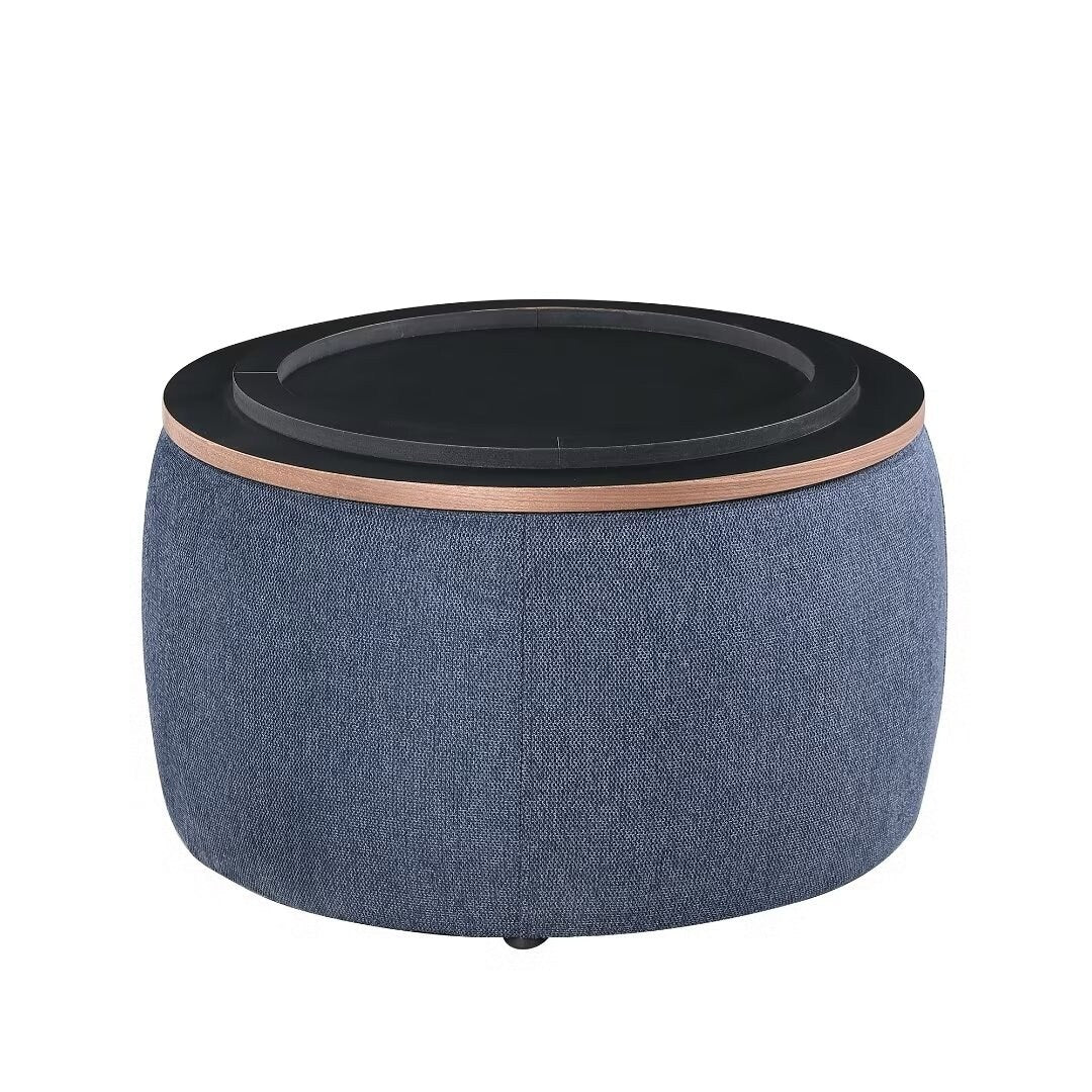 Morden Fort Round Storage Ottomans Linen Footstool with Lid