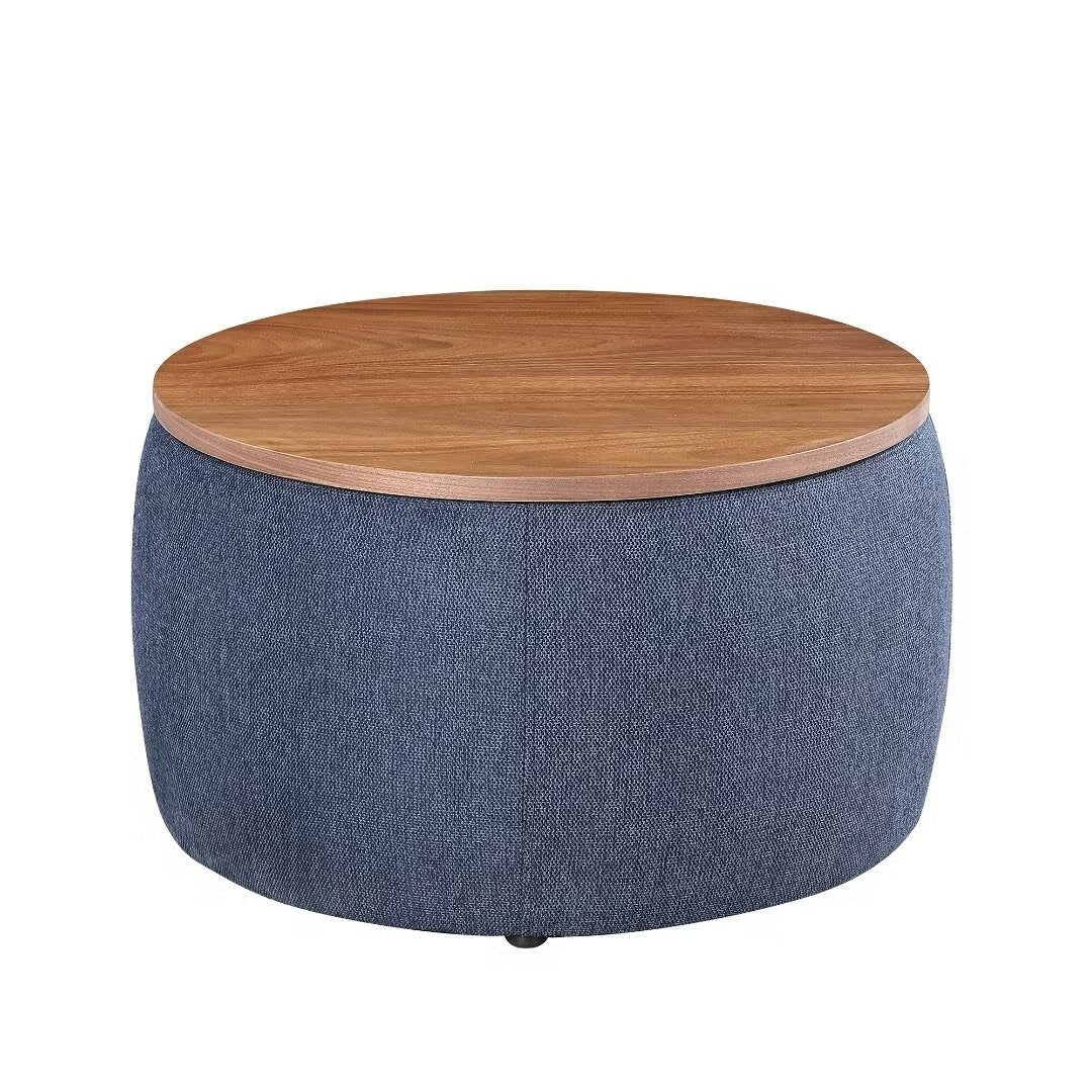 Morden Fort Round Storage Ottomans Linen Footstool with Lid