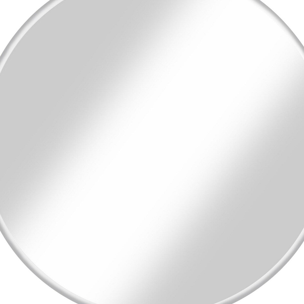 Round Wall Mirror with Metal Frame, Small, White and Silver