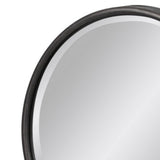 Round Wall Mirror with Tarnished Design and Keyhole Hanger, Set of 2, Black