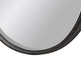 Round Wall Mirror with Tarnished Design and Keyhole Hanger, Set of 2, Black