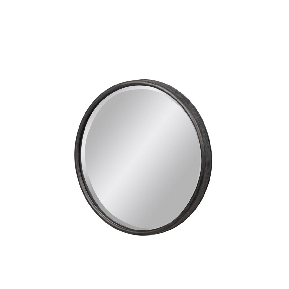 Round Wall Mirror with Tarnished Design and Keyhole Hanger, Set of 2, Black