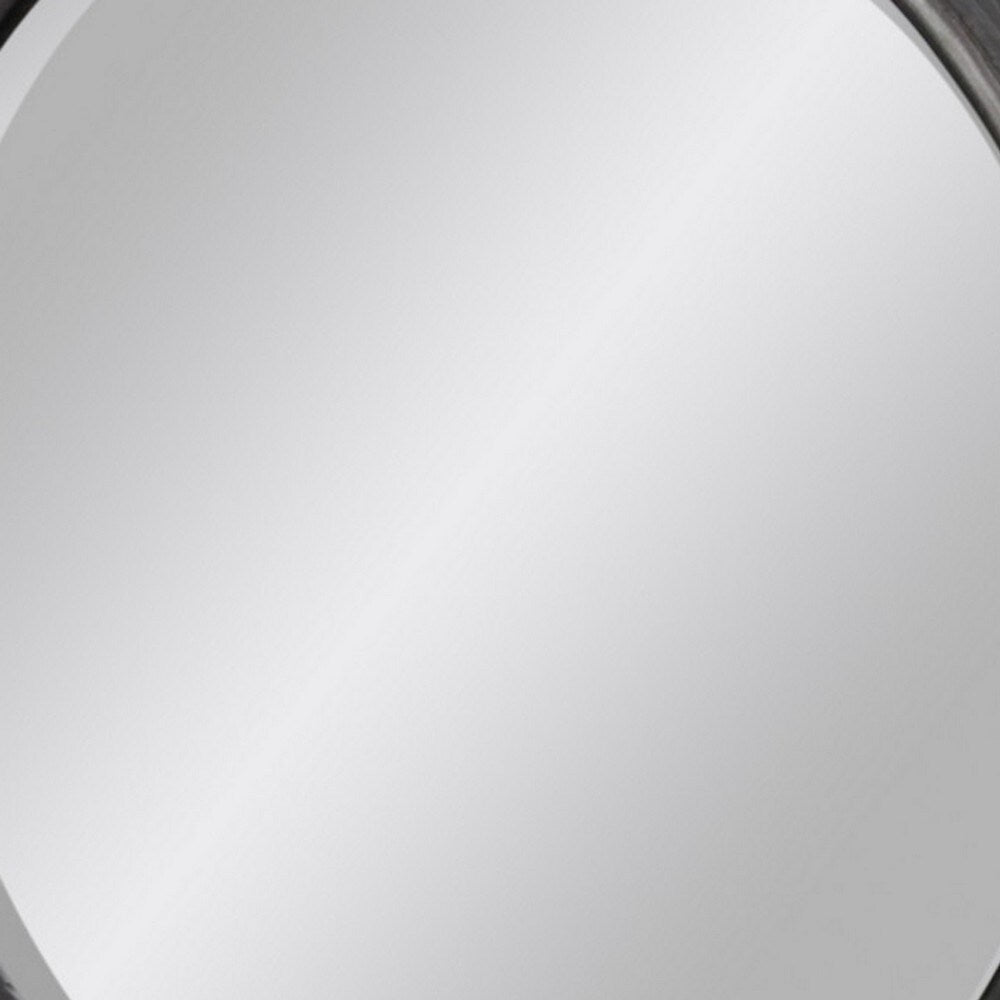 Round Wall Mirror with Tarnished Design and Keyhole Hanger, Set of 2, Black