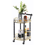 Round 2-tier Serving Bar Cart with Wheels