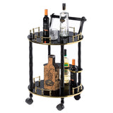 Round 2-tier Serving Bar Cart with Wheels