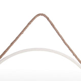 Round Wooden Frame Wall Mirror with Rope Hanger, Large, White and Brown