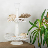 Round Wooden Two Tier With Handle Tray