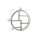 Round Wooden Wall Shelf with 4 Tier Surface, Brown and Black