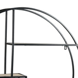 Round Wooden Wall Shelf with 4 Tier Surface, Brown and Black