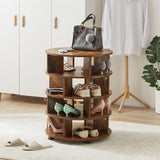 Round pushable wooden shoe cabinet on wheels