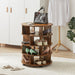 Round pushable wooden shoe cabinet on wheels