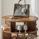 Round pushable wooden shoe cabinet on wheels